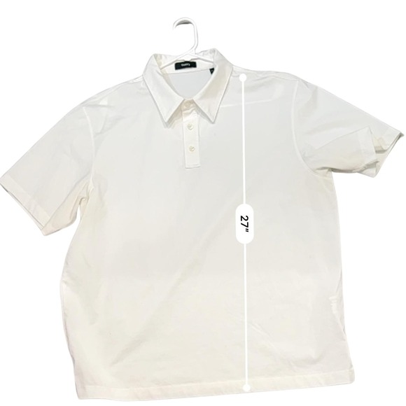 Theory White Knit Polo Shirt Short Sleeve Minimal Clean Fit Mens XL - Picture 10 of 10